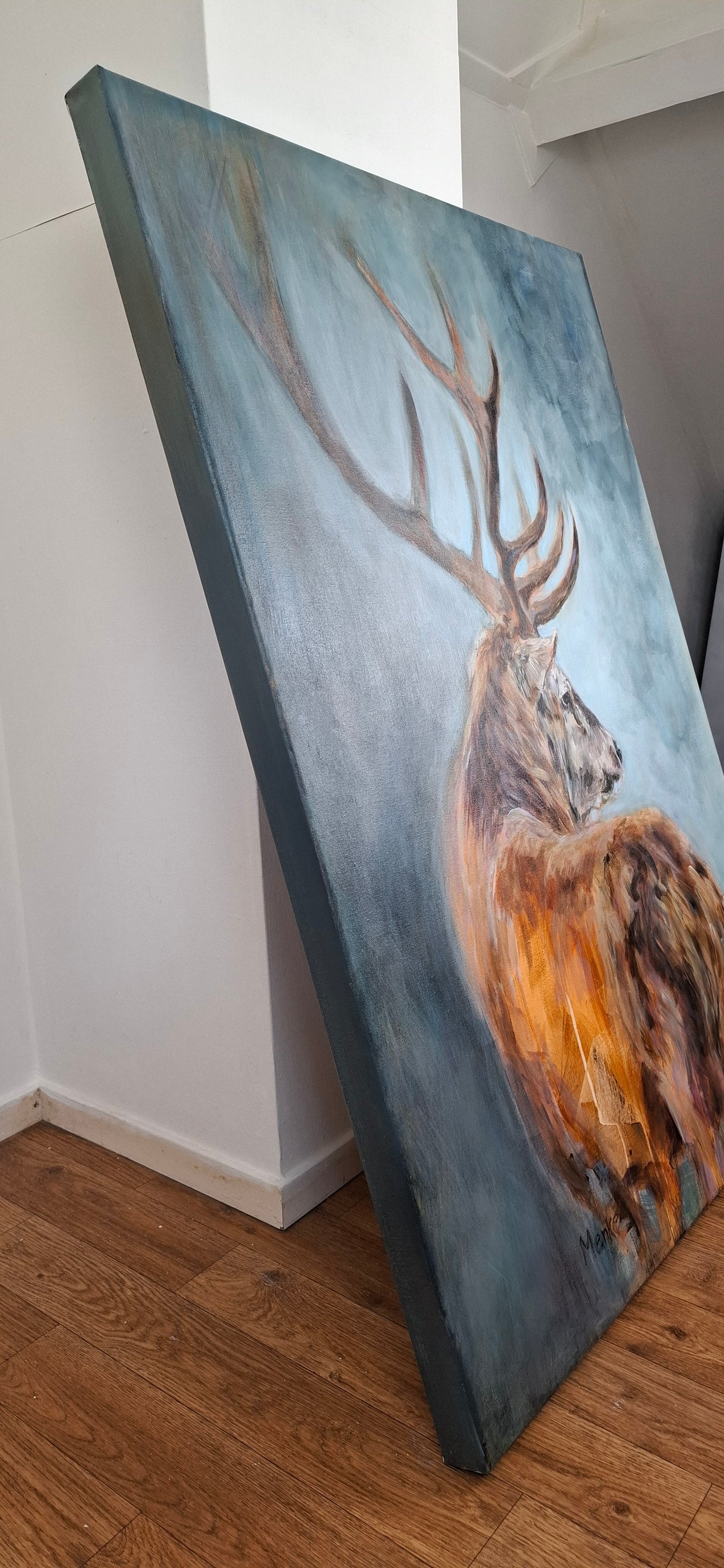 Presence II – Stilte | Hert in acryl op linnen, 70x100 cm – Eveline Menke Art