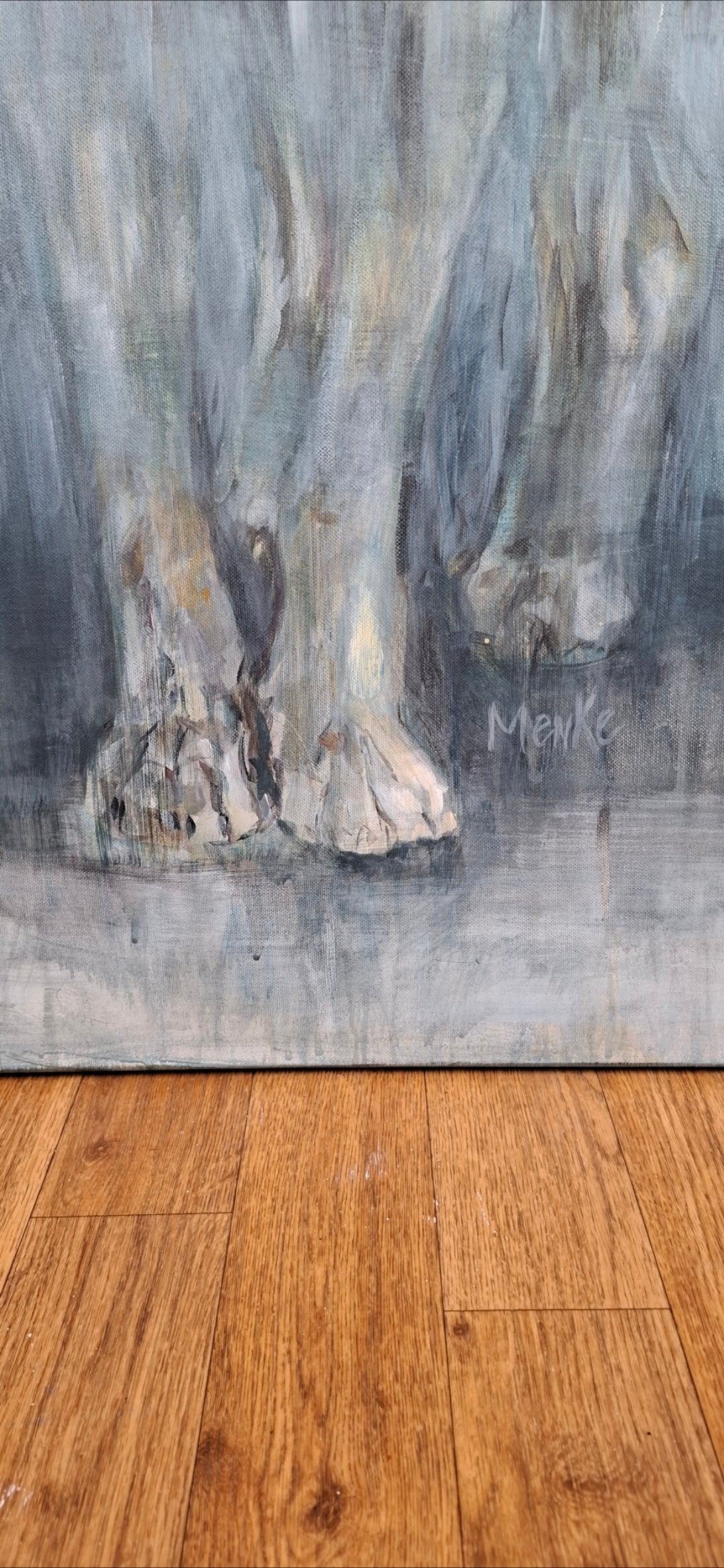 Presence I – Beschouwing | Modern schilderij wolf, 70x100 cm – Eveline Menke Art