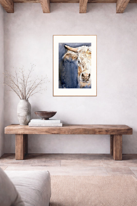 Art print: halve koeienkop