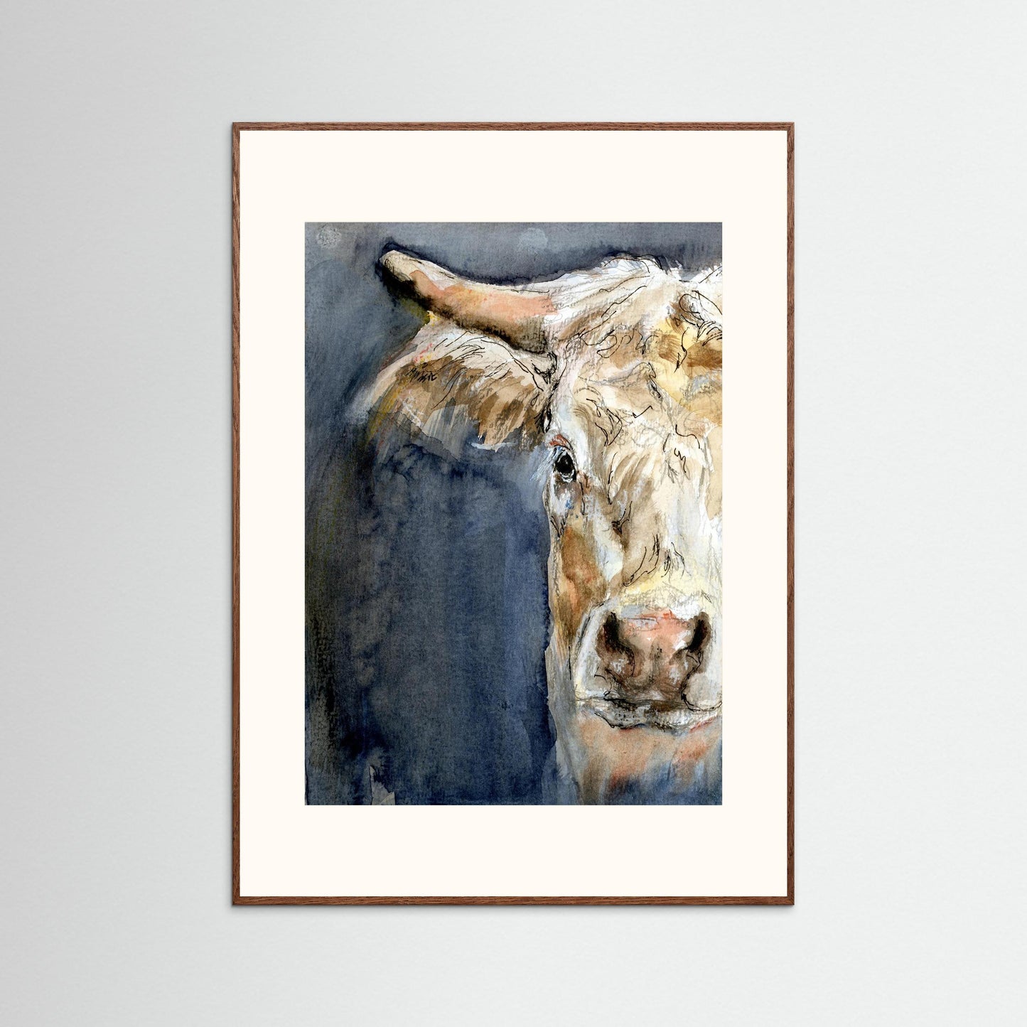 Art print: halve koeienkop