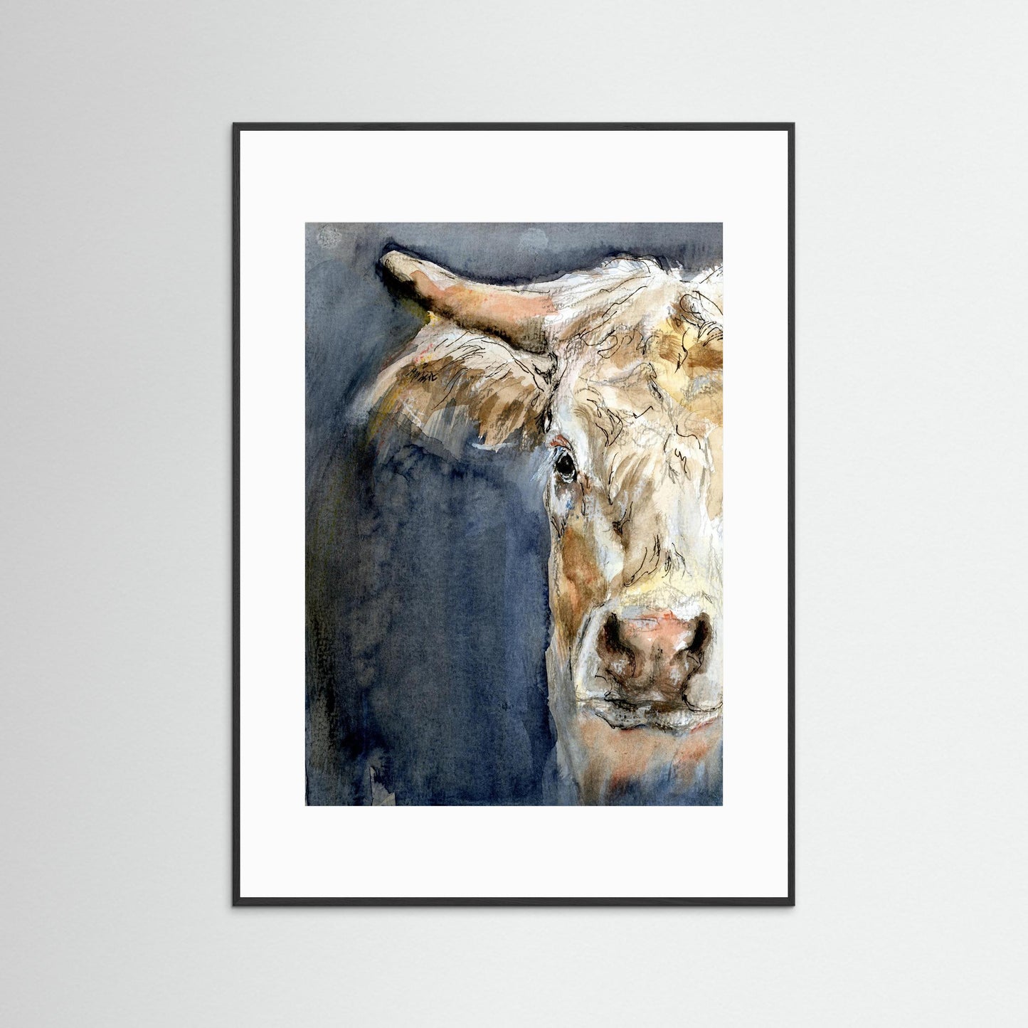 Art print: halve koeienkop