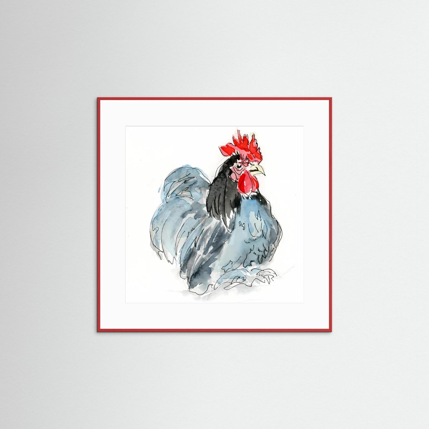 Haantje in aquarel, art print