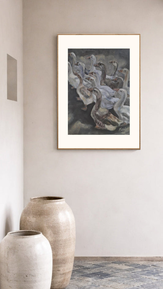 In ganzenpas: museumkwaliteit art print (40x50 cm)
