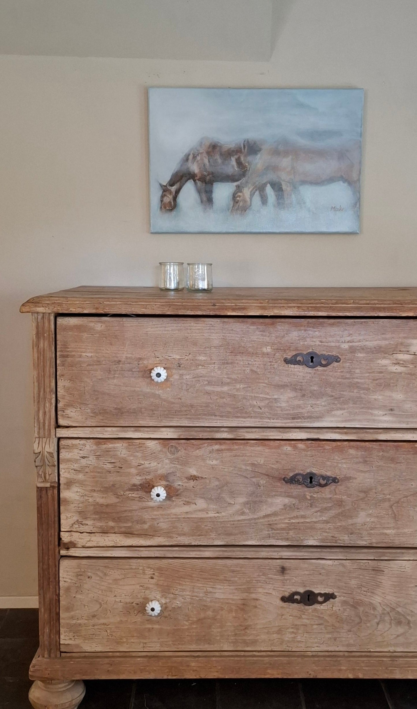 Vrienden voor altijd: origineel mixed media schilderij (acryl en olieverf), 40x60 cm