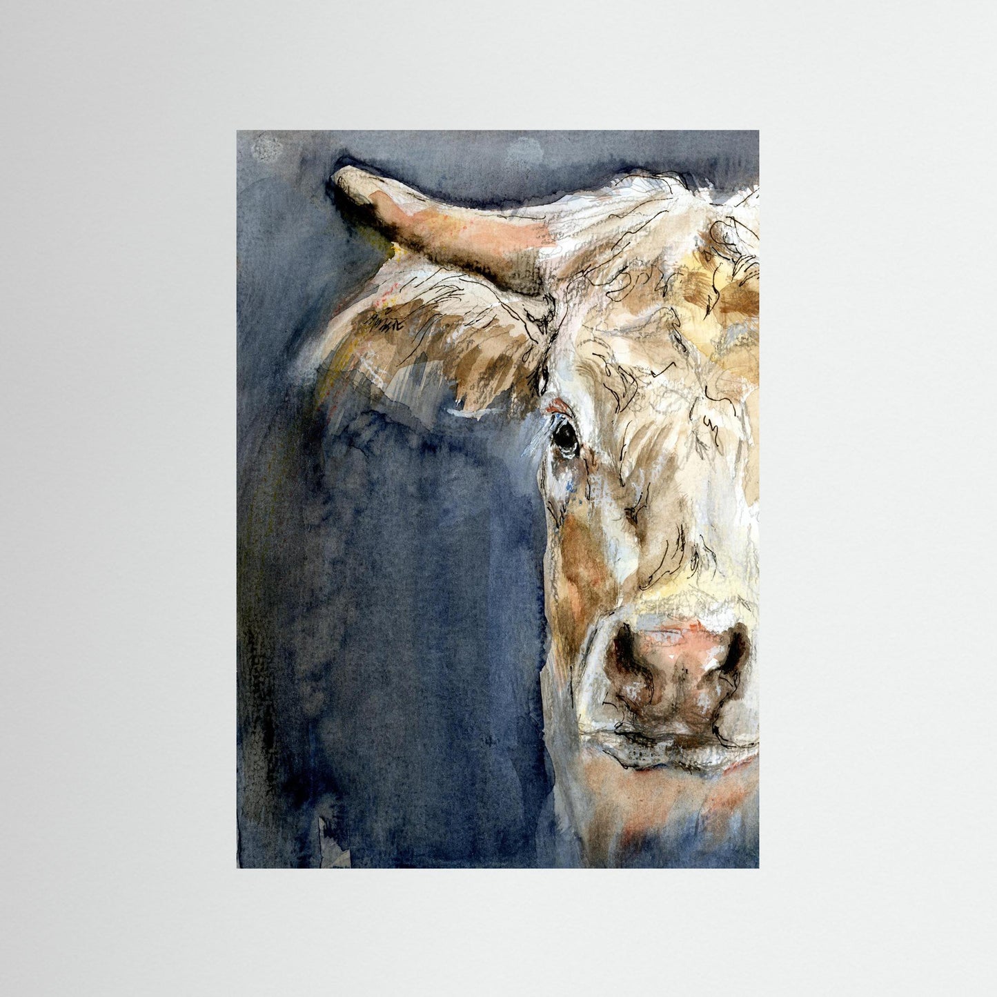 Art print: halve koeienkop