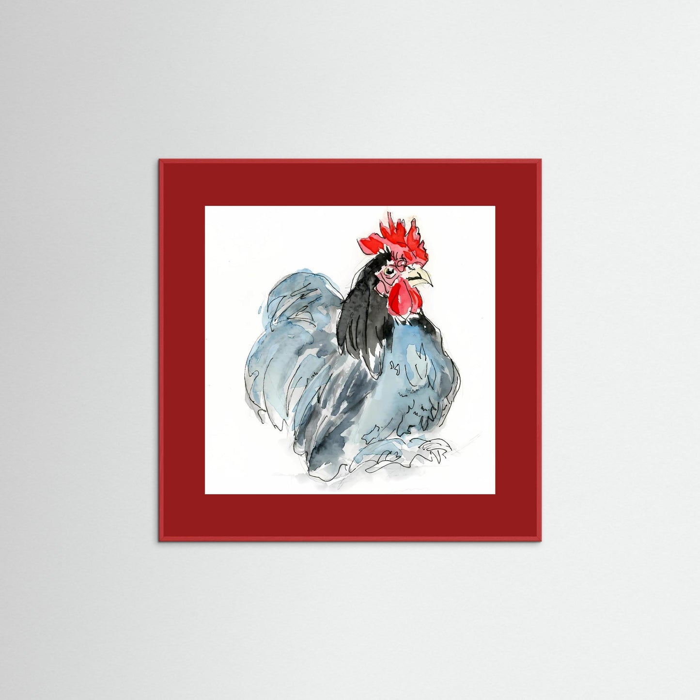 Haantje in aquarel, art print